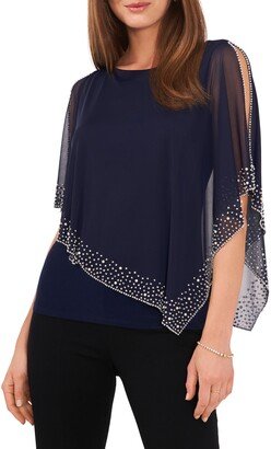 Beaded Overlay Cape Blouse