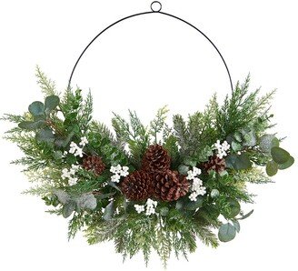 28In Christmas Pine, Eucalyptus, And Berries Metal Circlet Artificial Wreath