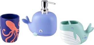 Allure Home Creations Whales 3pc Set Lotion Pump/Toothbrush Holder/Tumbler - 3pc bath accessory set