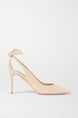 Bow Tie 85 Suede Pumps - Neutrals