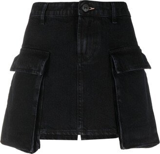 Patch-Pockets Cotton Miniskirt