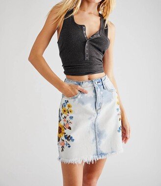 Rubi Fray Hem Mini Skirt In Light Acid Wash