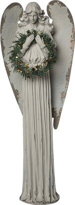 Resin 24.8In Christmas Glitz Wreath Angel Figurine-AA