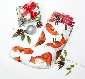 Majestic Foxes Christmas Stockings, Winter Fox Stocking, Holiday Stocking