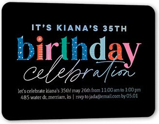 Adult Birthday Invitations: Delightful Decorations Birthday Invitation, Black, Iridescent Foil, 5X7, Matte, Personalized Foil Cardstock, Rounded