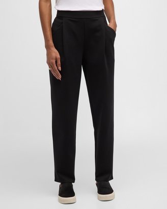 Pleated Cropped Flex Ponte Pants