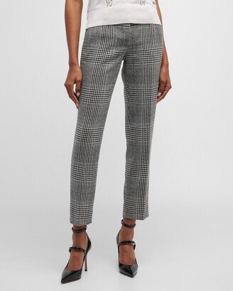 Prince Of Wales Straight-Leg Ankle Pants