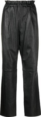 Straight-Leg Leather Trousers-AC