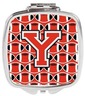 CJ1067-YSCM Letter Y Football Scarlet & Grey Compact Mirror