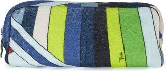 Stripe-Print Textured Make Up Bag