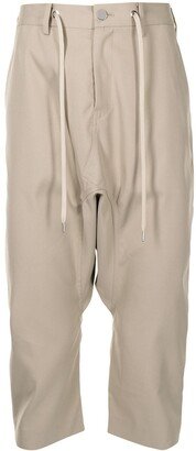 Cropped Drawstring-Waist Trousers-AA