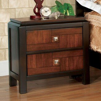 Global Pronex Acacia Walnut 1pc Nightstand Only Transitional Solid wood 2-Drawers Square Chrome Knobs Multitone Unique Nightstand