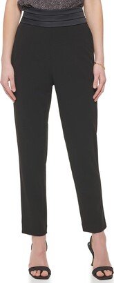 Women's Centerback Zipper Satin Waistband Wear to Work Suits Pant