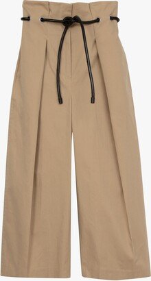 Cropped Wide Leg Origami Trousers in KHAKI