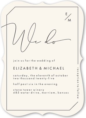 Wedding Invitations: Angled Corners Wedding Invitation, Beige, 5X7, Matte, Signature Smooth Cardstock, Bracket