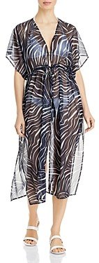 Zebra-Print Longline Beach Robe