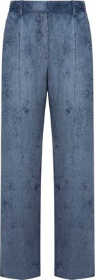 Corduroy Mid-Rise Wide-Leg Trousers