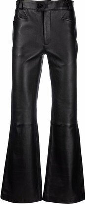 Leather Flare-Leg Trousers