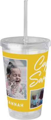 Travel Mugs: Cup Of Sunshine Acrylic Tumbler With Straw, 16Oz, Yellow