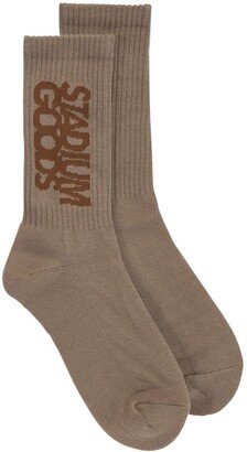 STADIUM GOODS® ribbed logo Wild Mushroom socks