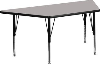 Wren 22.5''W x 45''L Trapezoid Grey HP Laminate Activity Table - Height Adjustable Short Legs