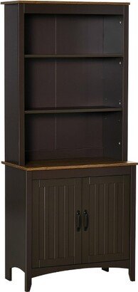 HOMCOM 70 Kitchen Buffet Hutch with 3-Tier Shelving, Freestanding Storage Pantry Cabinet with Adjustable Shelves, Countertop, Coffee