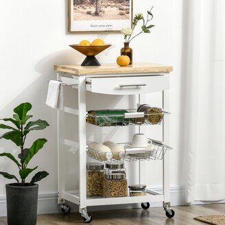 HOMCOM 3-Tier Utility Kitchen Cart, Steel Basket Rolling Cart