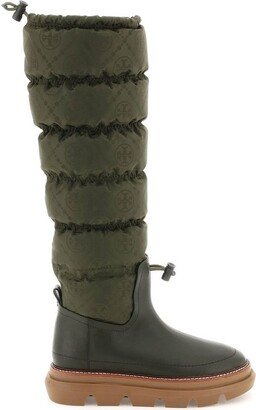 T-Medallion Jacquard Chunky Sole Padded Boots