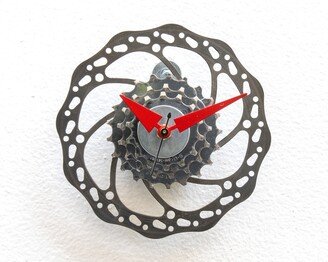 Bike Gear Clock, Brake, Disk, Bicycle, Cyclist, Cycle, Recycle, Reclaim, Boyfriend, Repurpose, Reuse, Upcycle, Battery, Cassette, Steampunk