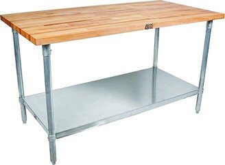 Maple Wood Top Work Table with Adjustable Lower Shelf, 48 x 24 x 1.5 - 84