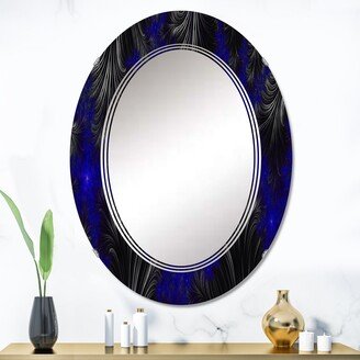 Designart 'Black And Blue Fractal Leaves' Printed Modern Wall Mirror