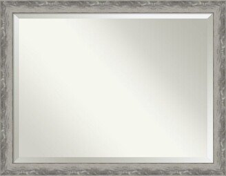 Waveline Silver-tone Framed Bathroom Vanity Wall Mirror, 44.38 x 34.38