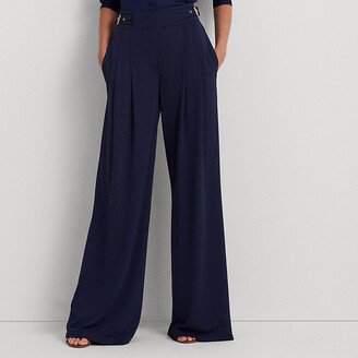 Lauren Petite Ralph Lauren Pleated Stretch Jersey Wide-Leg Pant