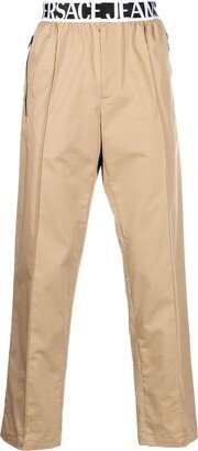 Logo-Waistband Straight-Leg Chinos