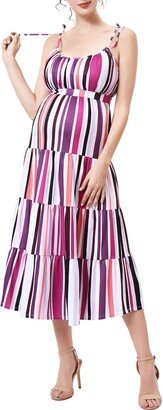 Stripe Ruffle Maternity Jersey Sundress