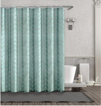 Kate Aurora Simple Living Herringbone Designed Fabric Shower Curtain - 70 in. W x 72 in. L - Aqua