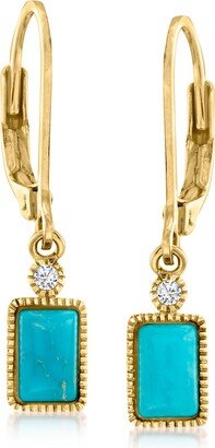 RS Pure Ross-Simons Turquoise Drop Earrings in 14kt Yellow Gold