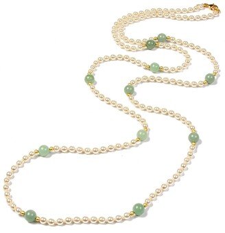 Hippie Jade Bead & Pearly Long Necklace