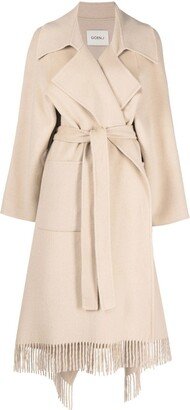 Fringe-Detail Belted Trenchcoat