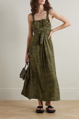 Flou Belted Printed Crepe Maxi Dress - Black