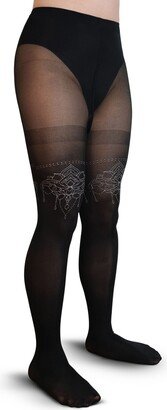 Lechery Women's European Made Lotus Floral 1 Pair of Tights