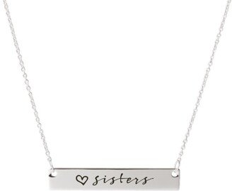 Engraved Jewelry: Sisters Love Engraved Bar Necklace, Silver, Double Sided