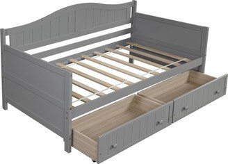 IGEMAN Twin Size Traditional Wood Daybed with 2 Drawers for Small Bedroom City Aprtment Dorm-AA