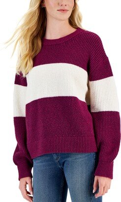 Juniors' Crewneck Balloon-Sleeve Sweater