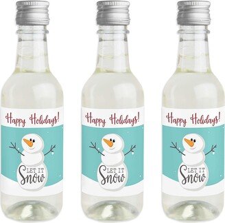 Big Dot Of Happiness Let It Snow - Snowman Mini Wine Bottle Label Stickers Christmas Favor Gift 16 Ct