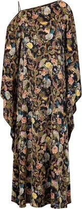 Azzalia Women's Off Shoulder Mariposa Kaftan Silk Printed Paisley In Black