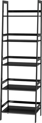 IGEMAN 5 Tier Bookshelf Open Ladder Bookcase for Bedroom, Living Room, Office, Black-AA