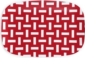 Serving Platters: Geometrically Assembled Flag - Red Serving Platter, Red