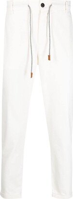 Drawstring Cotton-Blend Tapered Trousers