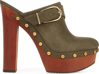 Alek 140MM Leather Studded Clogs